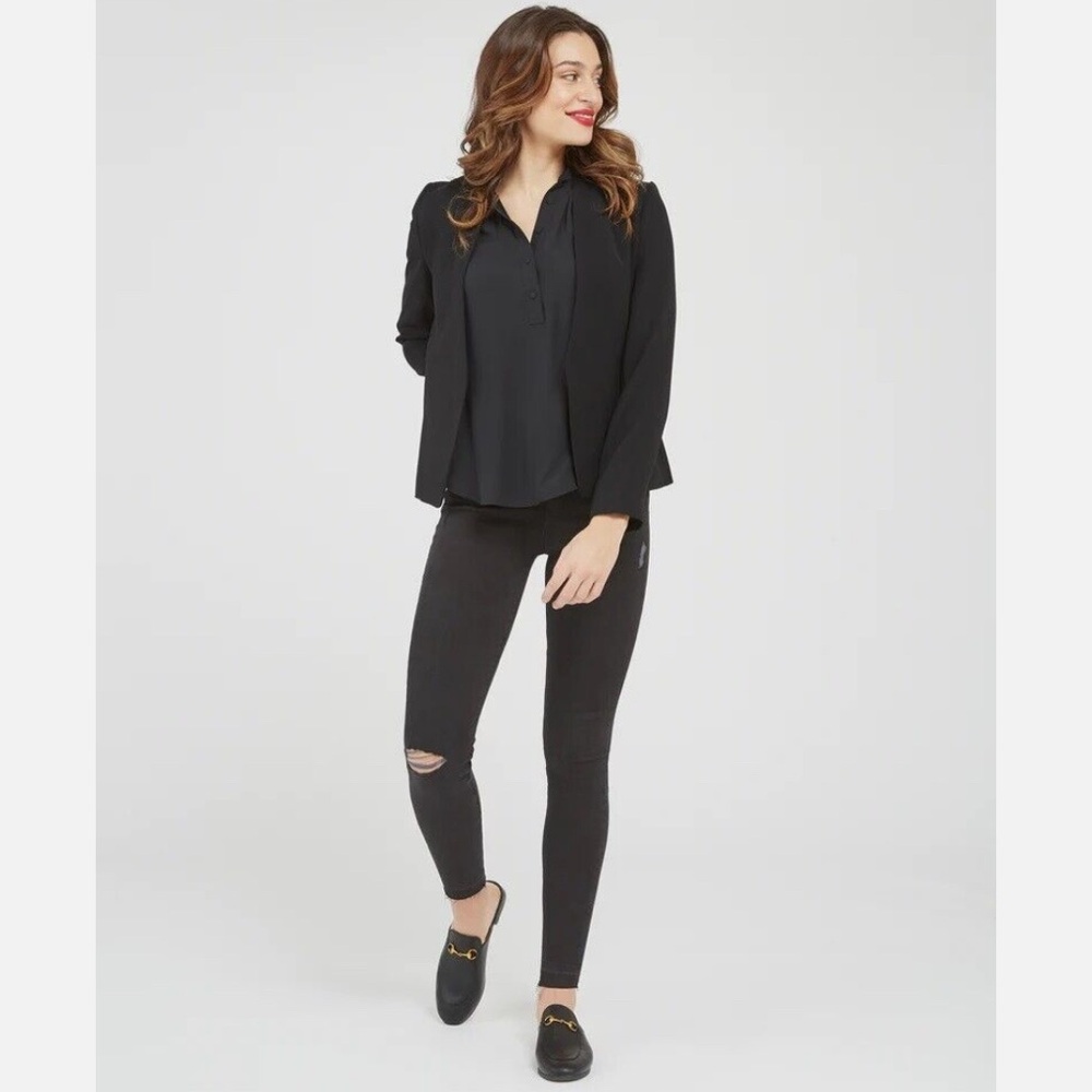 SPANX ANKLE SKINNY Distressed Black pull-on Jeans Jegging Size S NWT NEW $128